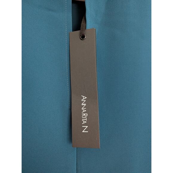NWT AnnaRita N Blue Green Mini Dress Shift IT 40 US 4 Women's Italian Designer - Picture 6 of 8